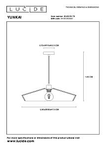 Светильник подвесной Lucide Yunkai 10413/50/72