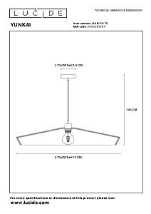Светильник подвесной Lucide Yunkai 10413/70/72
