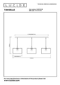 Светильник подвесной Lucide Tanselle 10415/03/99