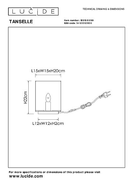 Настольная лампа Lucide Tanselle 10515/01/99