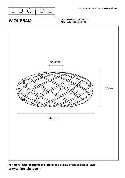 Потолочная люстра Lucide Wolfram 21117/65/30