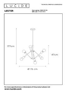 Подвесная люстра Lucide Lester 21424/06/30