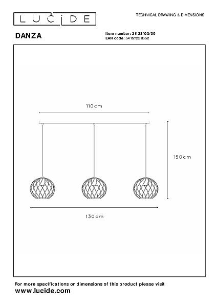 Светильник подвесной Lucide Danza 21428/03/30