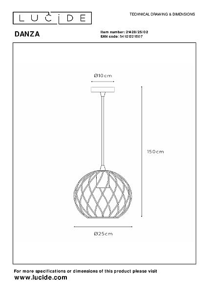 Светильник подвесной Lucide Danza 21428/25/02