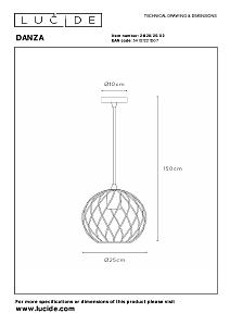 Светильник подвесной Lucide Danza 21428/25/02