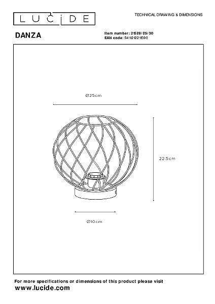 Настольная лампа Lucide Danza 21528/25/30