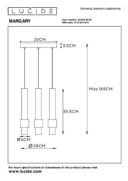 Светильник подвесной Lucide Margary 24402/15/30