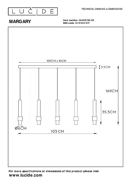 Светильник подвесной Lucide Margary 24402/30/30