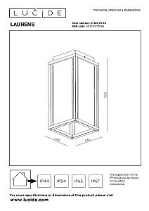 Уличный потолочный светильник Lucide Laurens 27105/01/30