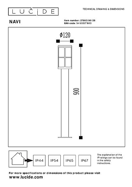 Уличный наземный светильник Lucide Navi 27802/90/29