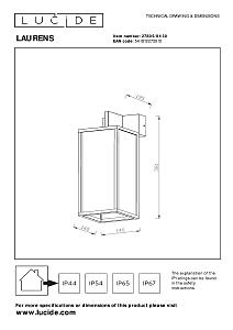 Уличный настенный светильник Lucide Laurens 27805/01/30