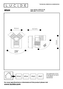 Уличный настенный светильник Lucide Bran 27817/07/29