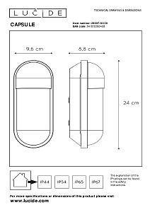 Уличный настенный светильник Lucide Capsule 29897/01/30