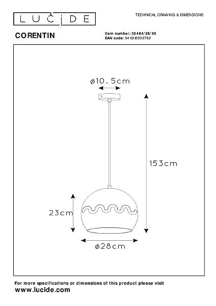 Светильник подвесной Lucide Corentin 30484/28/30