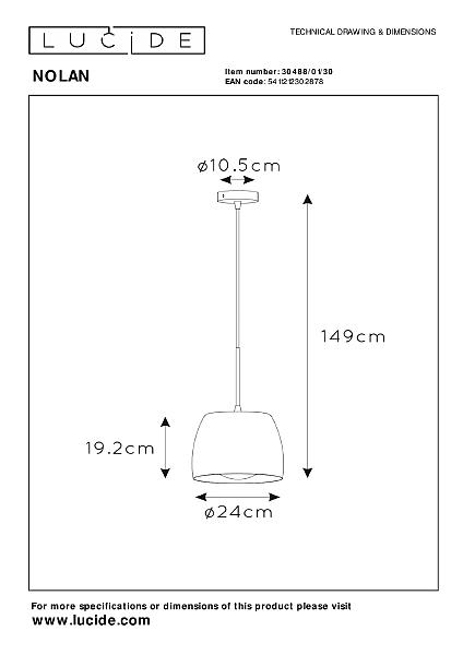 Светильник подвесной Lucide Nolan 30488/01/30