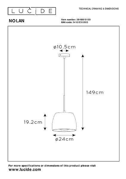 Светильник подвесной Lucide Nolan 30488/01/33