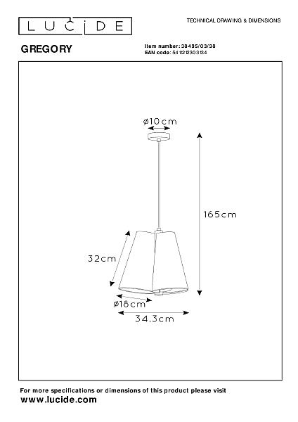 Светильник подвесной Lucide Gregory 30495/03/38