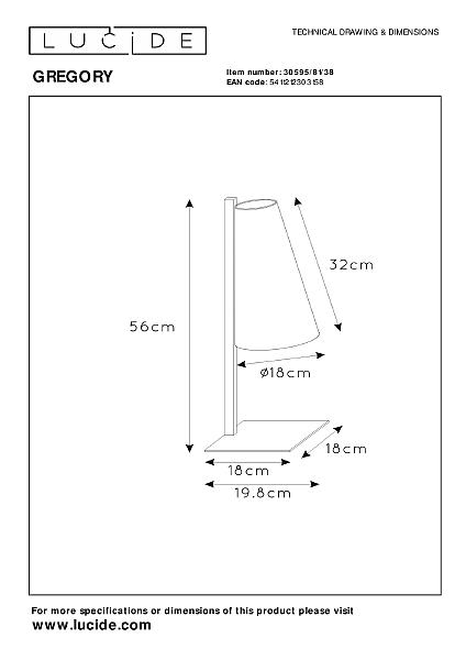 Настольная лампа Lucide Gregory 30595/81/38