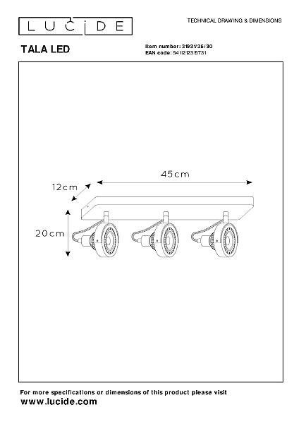 Светильник спот Lucide Tala Led 31931/36/30