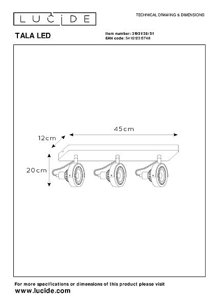 Светильник спот Lucide Tala Led 31931/36/31