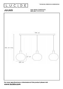 Светильник подвесной Lucide Julius 34438/03/61