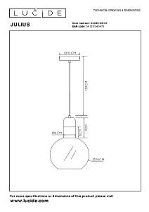 Светильник подвесной Lucide Julius 34438/28/61