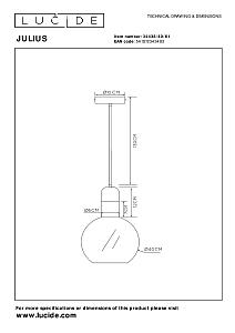 Светильник подвесной Lucide Julius 34438/40/61
