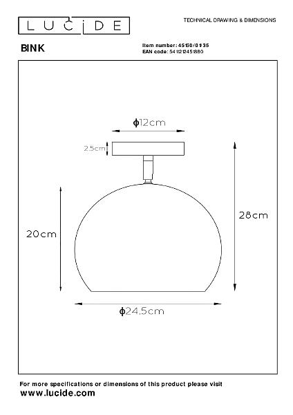 Светильник потолочный Lucide Bink 45150/01/35