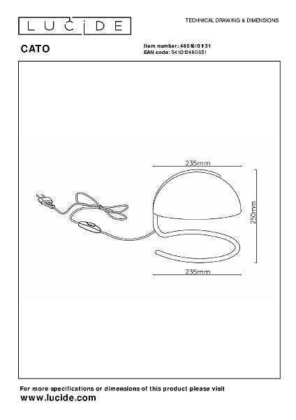 Настольная лампа Lucide Cato 46516/01/31