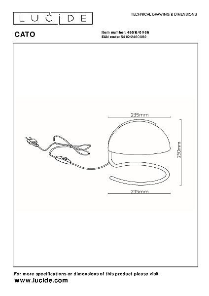 Настольная лампа Lucide Cato 46516/01/66