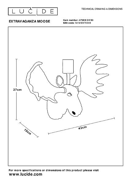 Настенное бра Lucide Extravaganza Moose 47209/01/30