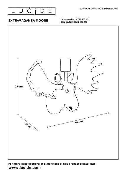 Настенное бра Lucide Extravaganza Moose 47209/01/31