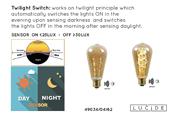 Ретро лампа Lucide Led Twilight Sensor 49034/04/62