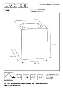 Уличный настенный светильник Lucide Zaro 69800/01/30