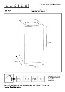 Уличный настенный светильник Lucide Zaro 69800/02/30