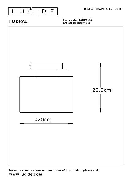 Светильник потолочный Lucide Fudral 74115/01/30