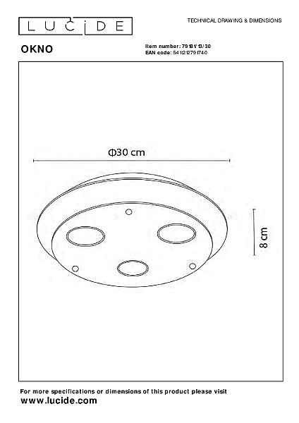 Светильник потолочный Lucide Okнет 79181/13/30