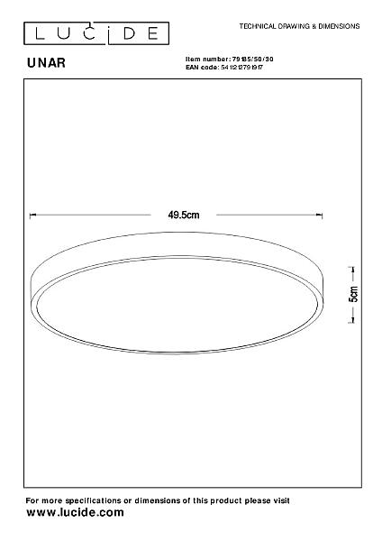 Светильник потолочный Lucide Unar 79185/50/30