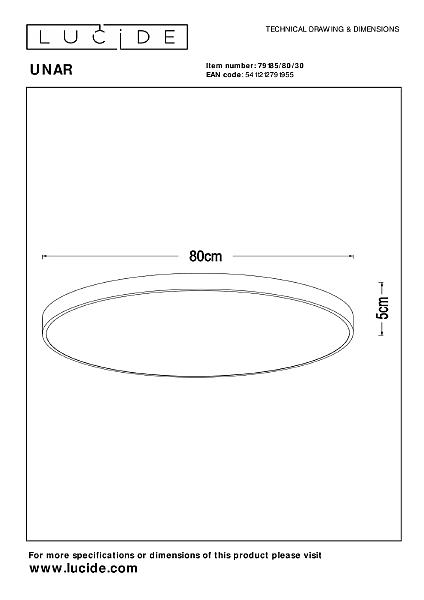 Светильник потолочный Lucide Unar 79185/80/30