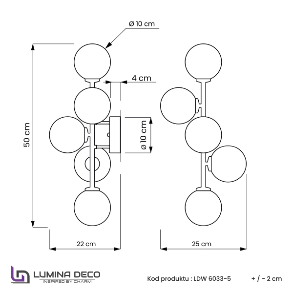 Настенное бра Lumina Deco Marsiada LDW 6033-5 F.GD