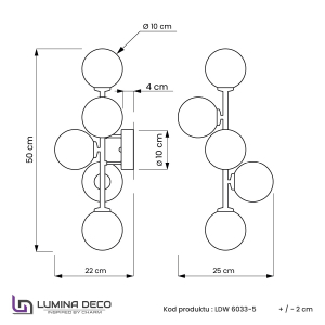 Настенное бра Lumina Deco Marsiada LDW 6033-5 CHR