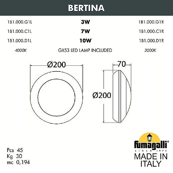 Уличный настенный светильник Fumagalli Bertina 1B1.000.000.AYG1L