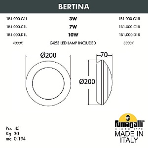 Уличный настенный светильник Fumagalli Bertina 1B1.000.000.AYG1L