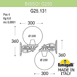 Уличный настенный светильник Fumagalli Globe 250 G25.131.000.AXF1RDN