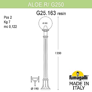 Уличный наземный светильник Fumagalli Globe 250 G25.163.000.AZF1R