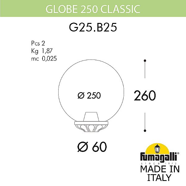 Консольный уличный светильник Fumagalli Globe 250 G25.B25.000.AXF1R