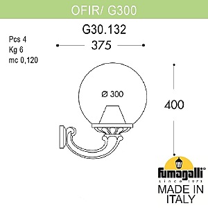 Уличный настенный светильник Fumagalli Globe 300 G30.132.000.AXF1R