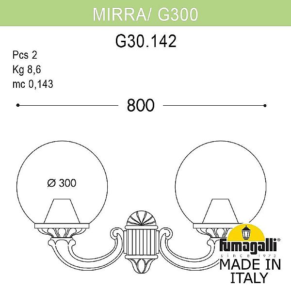 Уличный настенный светильник Fumagalli Globe 300 G30.142.000.AXF1R