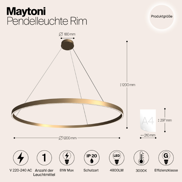 Подвесная люстра Maytoni Rim MOD058PL-L65BS3K