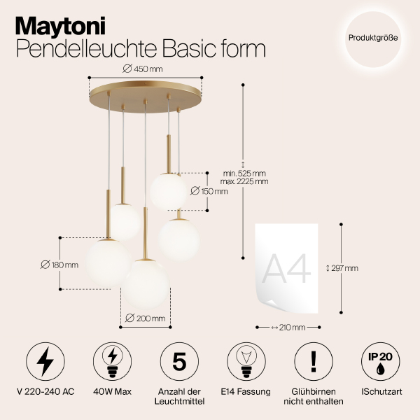 Светильник подвесной Maytoni Basic form MOD321PL-05G1